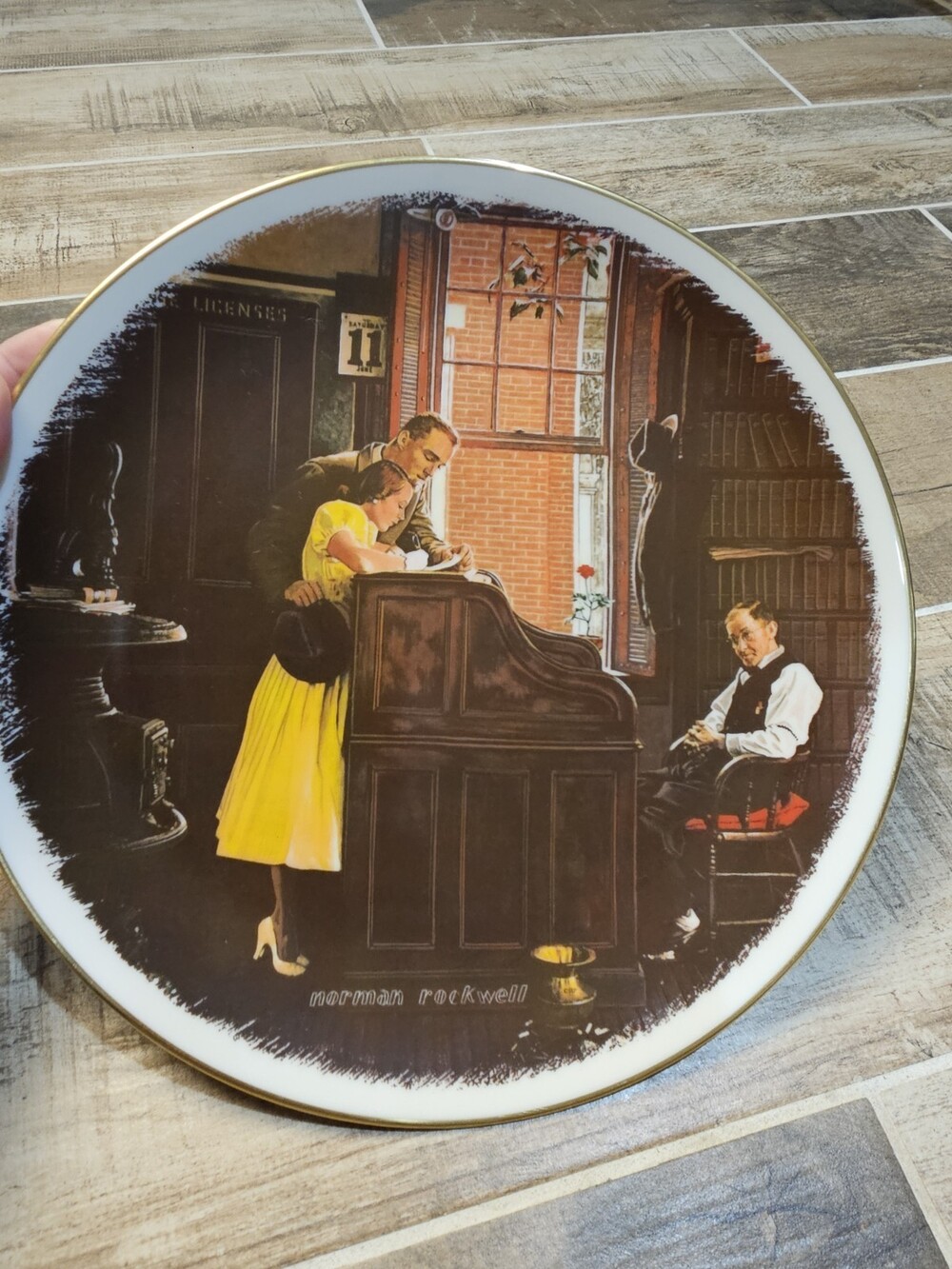 Vintage 1976 Norman Rockwell The Marriage License Gorham Collector Plate C1361